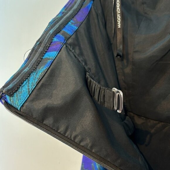 Vintage Maggy London satin strapless peacock print dress size 6 - Picture 7 of 9